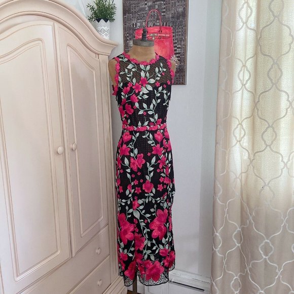 🆕 Marchesa Notte Embroidered Floral Lace Dress - Picture 4 of 10